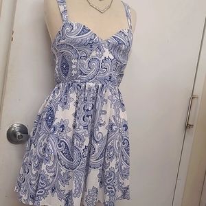 Summer dress, unsleeve,color white and blue, size l,Zara brand